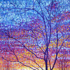 Trees, Sunset and Particle Diversion 2; 28" x 22" title=